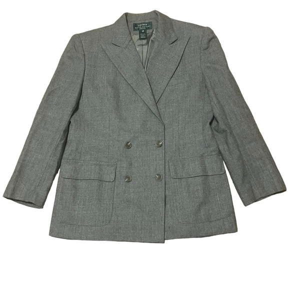 Lauren Ralph Lauren vintage gray 100% wool double breasted blazer Made in USA - Picture 1 of 9